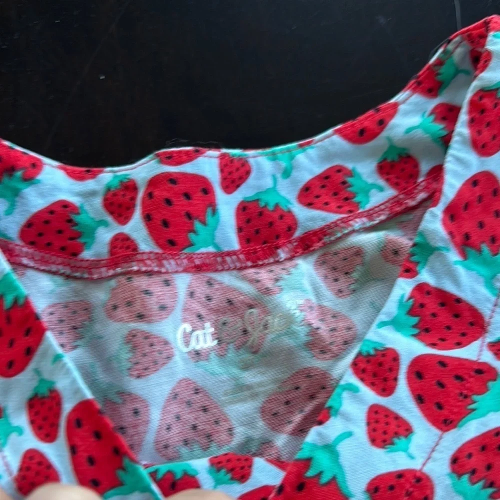 Strawberry Print Top with Tassels